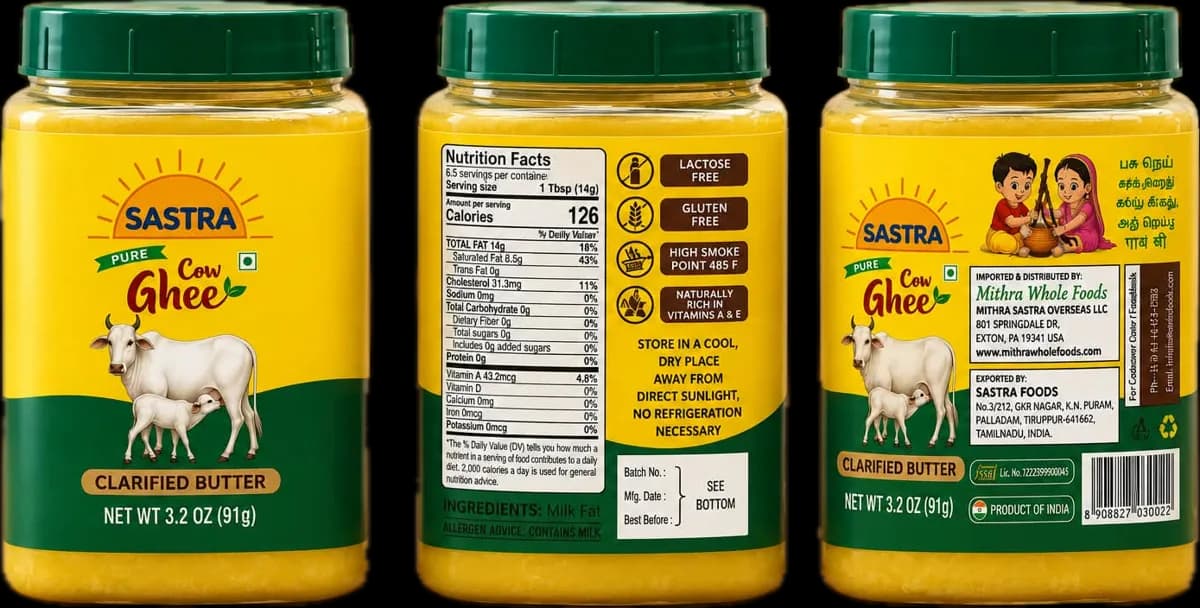 Three jars of Sastra Pure Cow Ghee