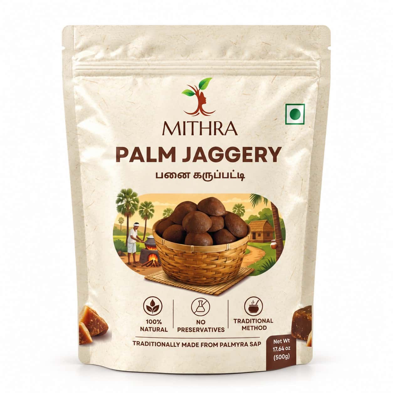 Mithra Palm Jaggery (Panai Karupatti) - 500g